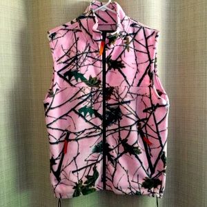 Pink Camo Fleece Zip-front Vest